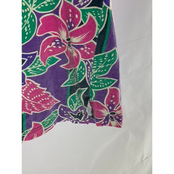 SALTY DOG Men's Vintage Purple/Pink/Green Floral Print Short Sleeve Polo SZ M - Picture 9 of 12